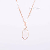Morganite Necklace - 925 Silver - Rose Gold Plated Necklace - 8x15mm Hexagon - Jewelry Manufacturer - Gift For Her - Jewelry For Healing